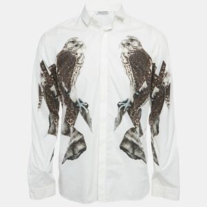 Neil Barrett White Eagle Print Cotton Slim Fit Shirt M